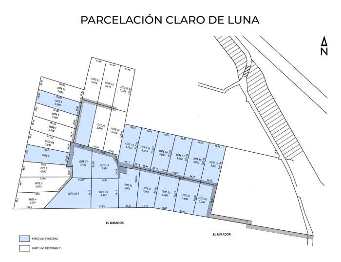 Planos Ventas Parcelas Mirador Claro de Luna, sector Candelaria