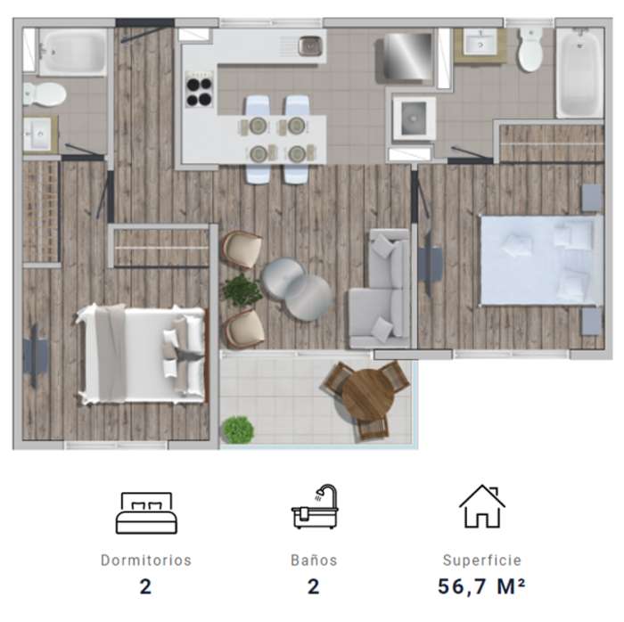 Planos Venta Departamento en Condominio Robles del Volc�n